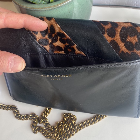 Kurt Geiger London Mini Soho Leopard Print Calf Hair Leather Striped Crossbody - Picture 13 of 15